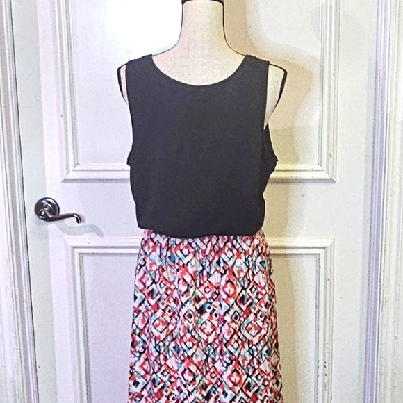 Rock 47 by Wrangler Black Multi-Color Print Sleeveless High Low Dress, X-Large - Picture 8 of 14